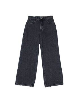 Abercrombie & Fitch Wide-Leg Ultra High-Rise Cropped Jeans Womens Size 25 Black